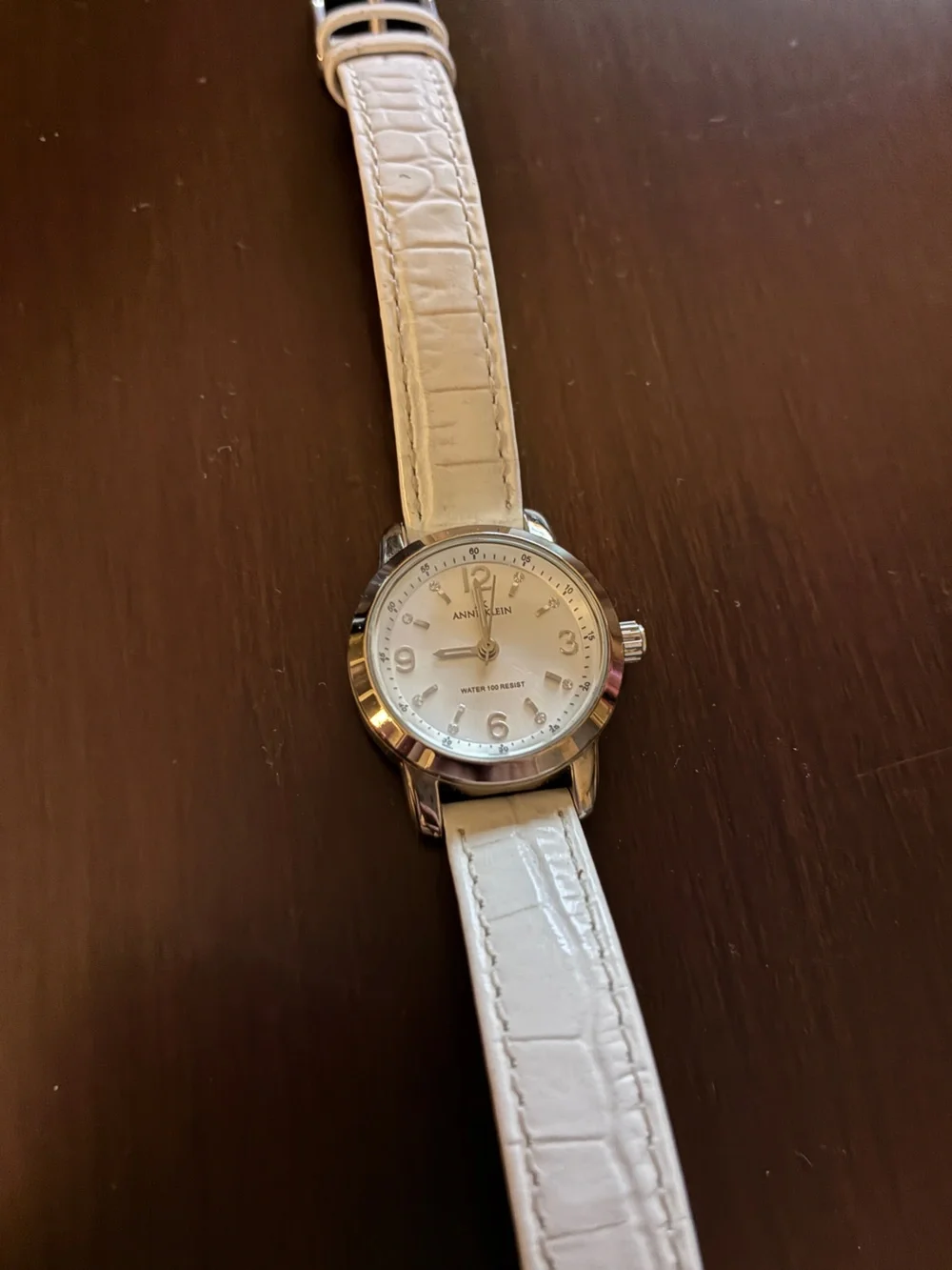 GUC Anne Klein Classic White Leather Strap Watch